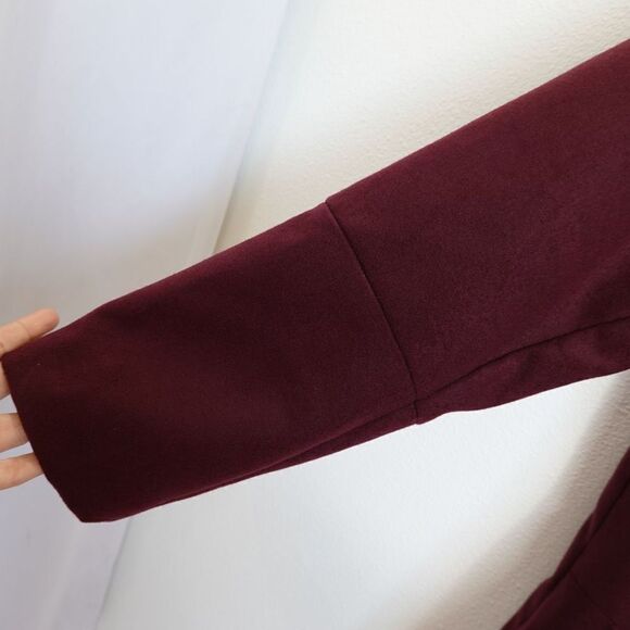H by Halston Knee Length Snap Front Coat with Notch Collar Maroon Burgundy Size - Picture 9 of 14